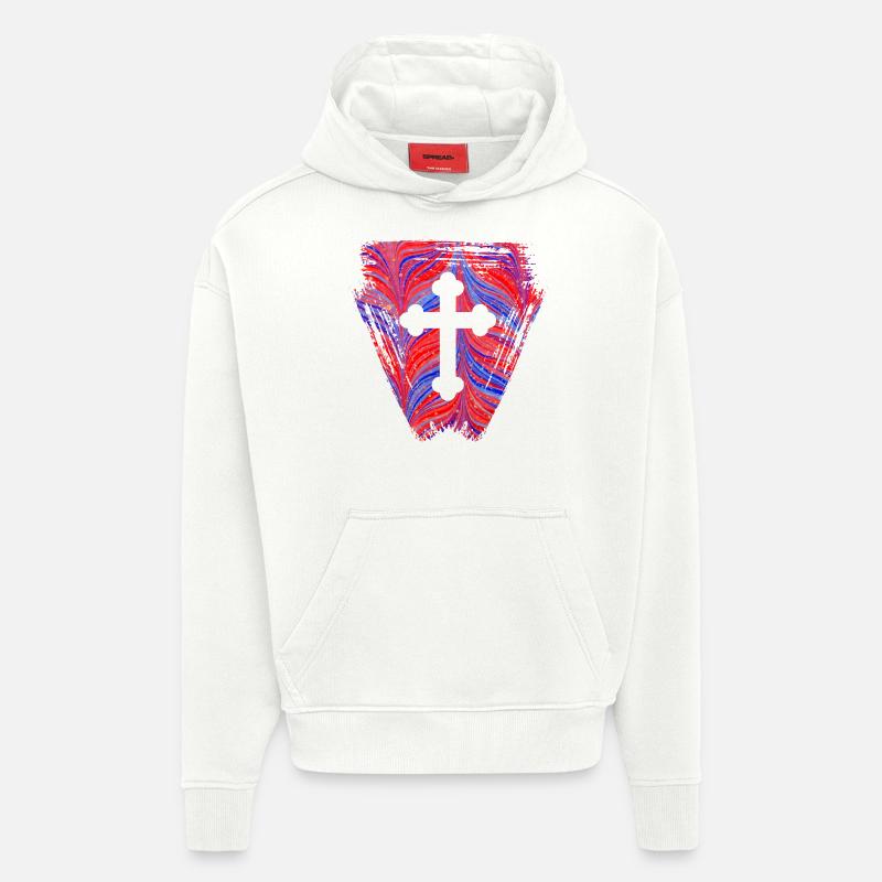 croix 4 e 279 - Sweat à capuche bio épais oversize fabriqué en UE - OFF WHITE