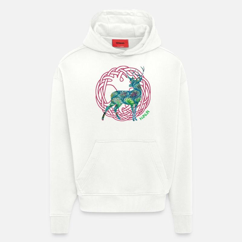 hirsch dwalin e 115 - Sweat à capuche bio épais oversize fabriqué en UE - OFF WHITE
