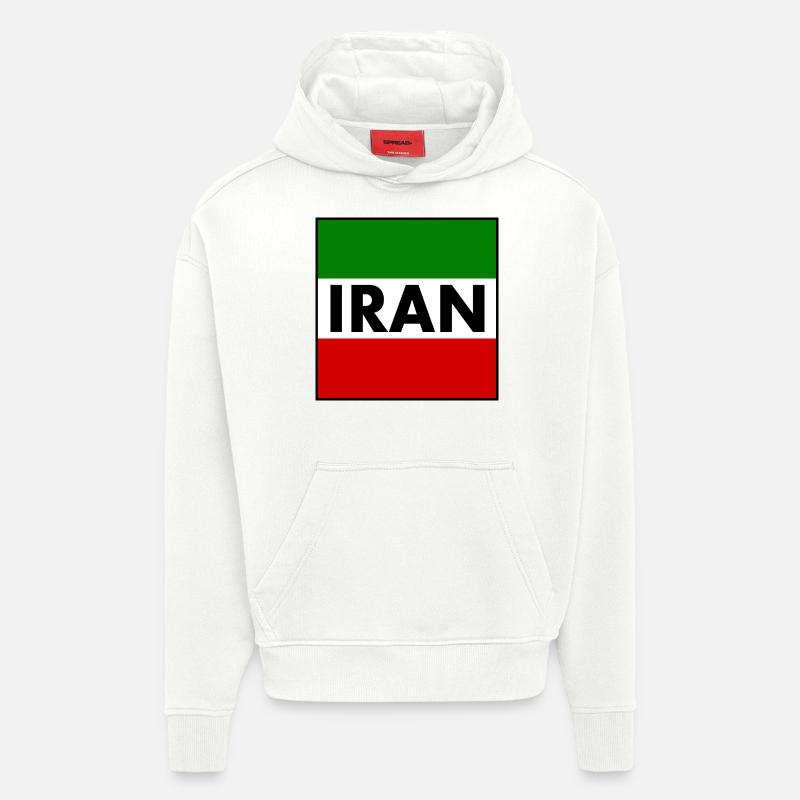 DRAPEAU IRAN DRAPEAU IRANIEN - Sweat à capuche bio épais oversize fabriqué en UE - OFF WHITE