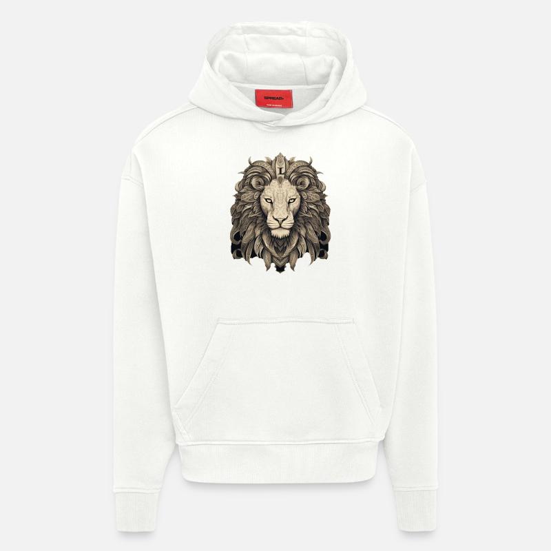 Lion - Sweat à capuche bio épais oversize fabriqué en UE - OFF WHITE