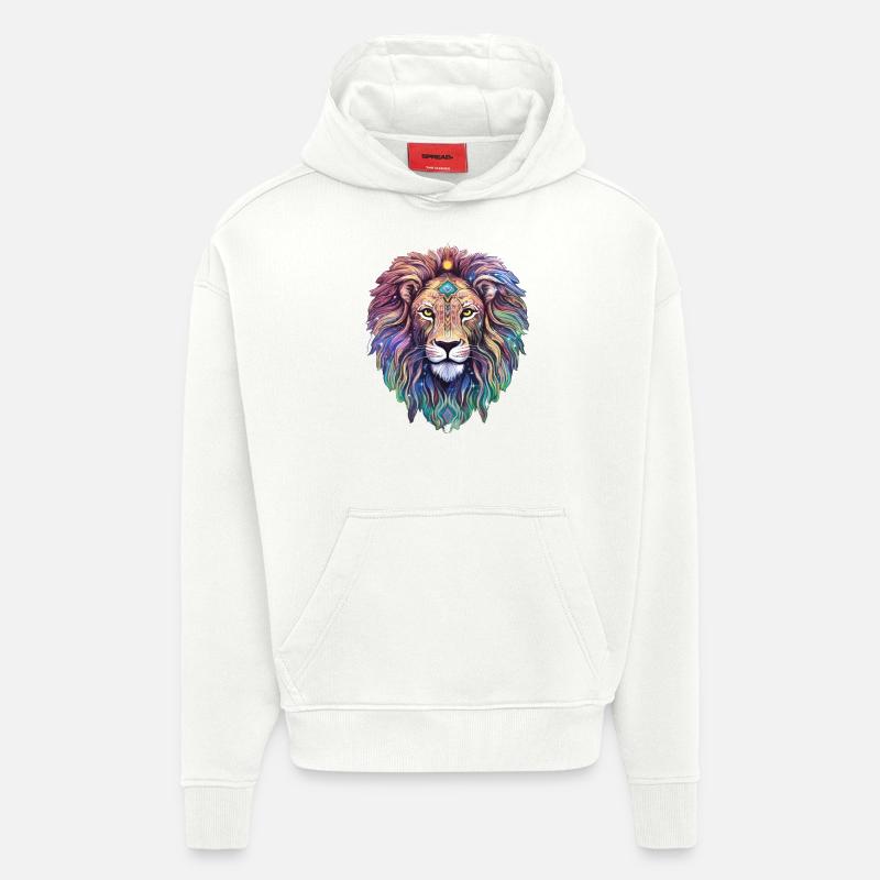 Léo Céleste - Majesté éthérée - Sweat à capuche bio épais oversize fabriqué en UE - OFF WHITE