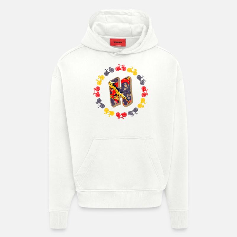 Bicyclette E 202 H - Sweat à capuche bio épais oversize fabriqué en UE - OFF WHITE