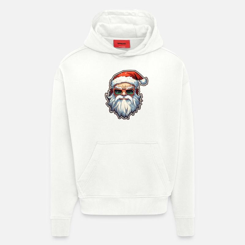 Père Noël - illustration - Sweat à capuche bio épais oversize fabriqué en UE - OFF WHITE