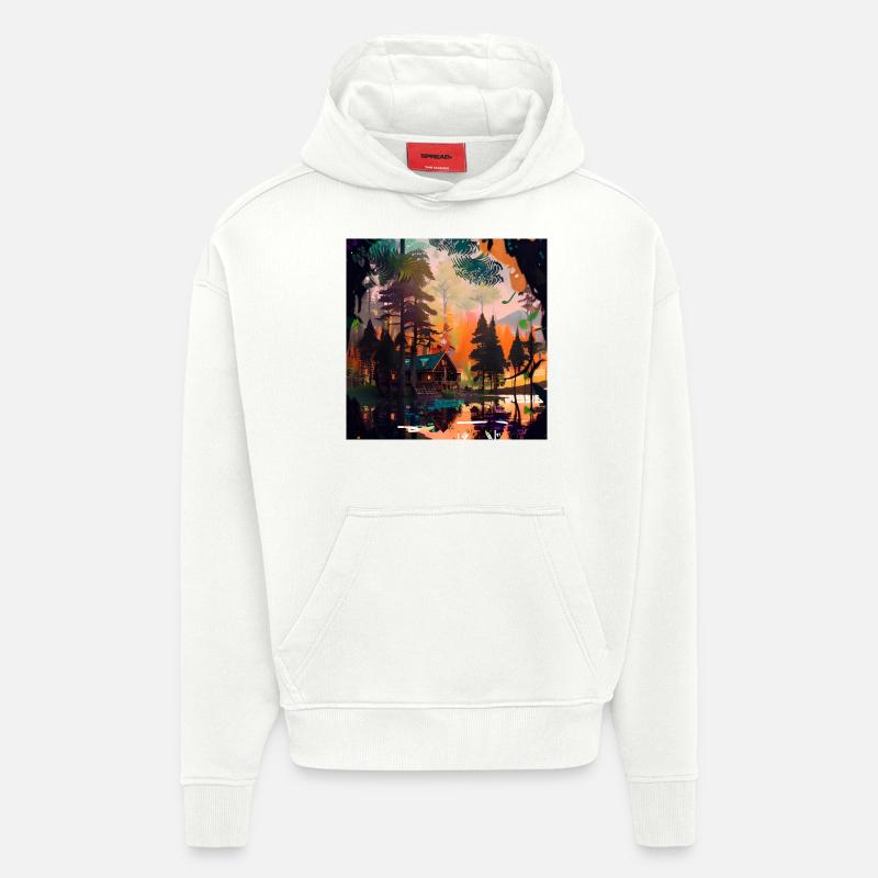 Cabane dans les bois - Sweat à capuche bio épais oversize fabriqué en UE - OFF WHITE
