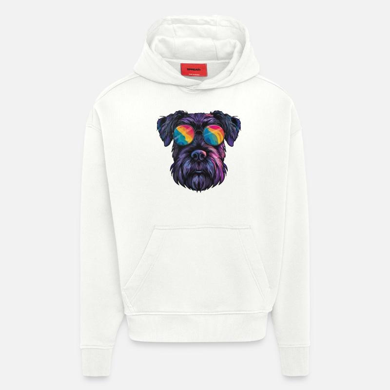 Schnauzer Géant, Schnauzer Géant, Chien - Sweat à capuche bio épais oversize fabriqué en UE - OFF WHITE