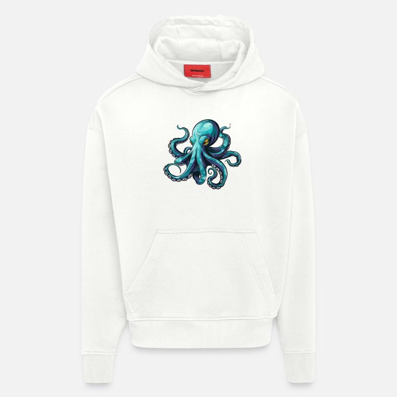 Pieuvre, pieuvre, pieuvre, été, cadeau - Sweat à capuche bio épais oversize fabriqué en UE - OFF WHITE