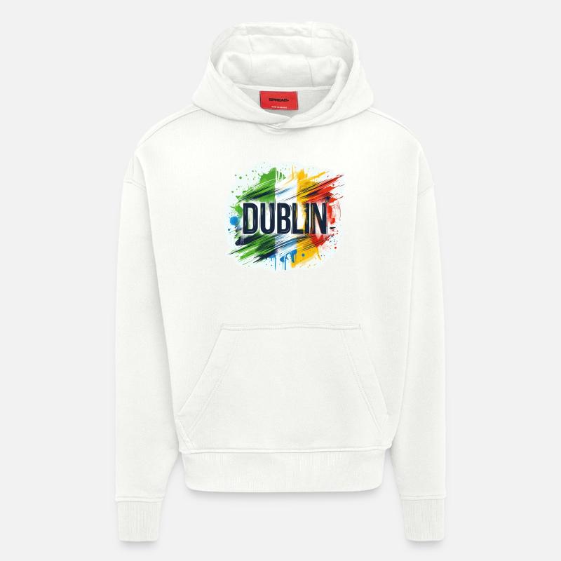 Lettrage Dublin Irlande Irlande - Sweat à capuche bio épais oversize fabriqué en UE - OFF WHITE