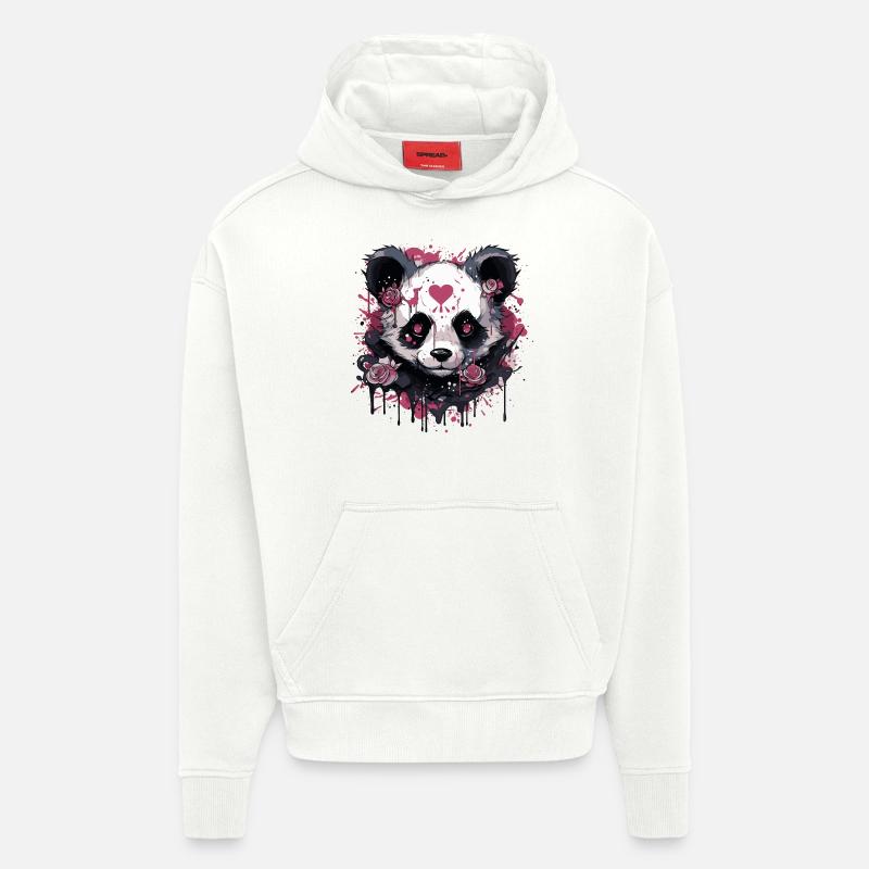 Panda - Sweat à capuche bio épais oversize fabriqué en UE - OFF WHITE