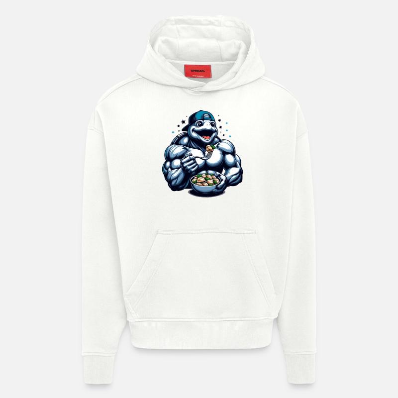 Cadeau Pelmeni Power Turtle - Sweat à capuche bio épais oversize fabriqué en UE - OFF WHITE