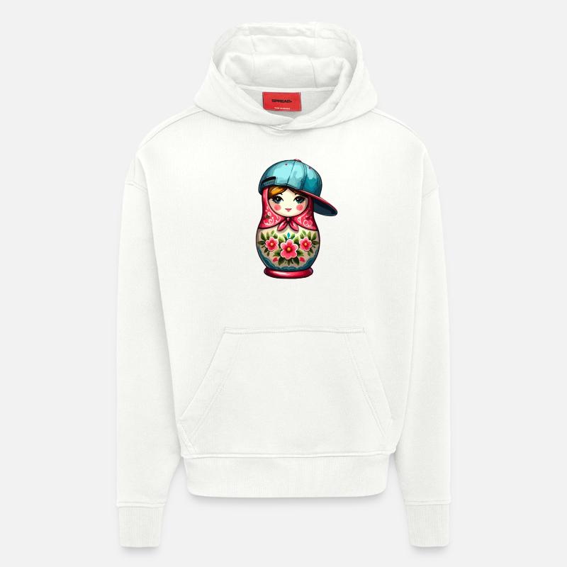 Matriochka Cool Cap Cadeau - Sweat à capuche bio épais oversize fabriqué en UE - OFF WHITE