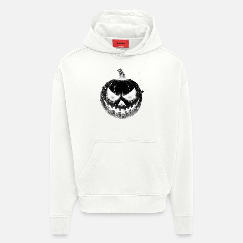 Frissons garantis - Citrouille d'Halloween - Sweat à capuche bio épais oversize fabriqué en UE - undefined