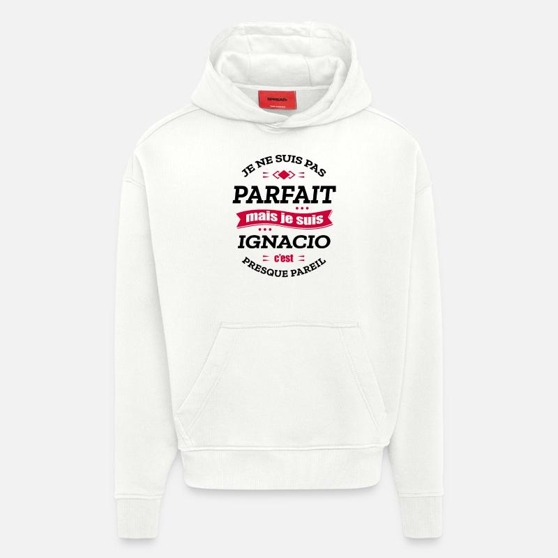 IGNACIO PARFAIT - PRENOM IGNACIO - Sweat à capuche bio épais oversize fabriqué en UE - OFF WHITE