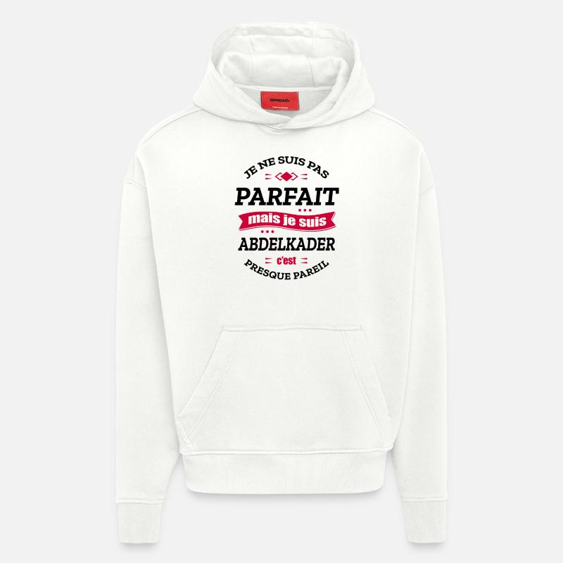ABDELKADER PARFAIT - PRENOM ABDELKADER - Sweat à capuche bio épais oversize fabriqué en UE - OFF WHITE