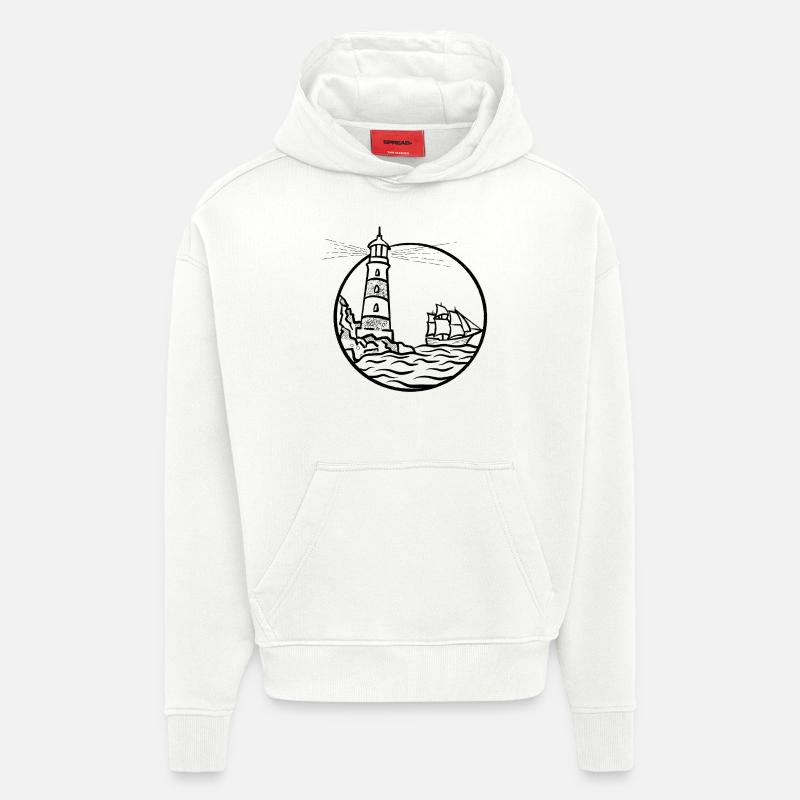 Leuchtturm Schiff - Hoodie- made by SPREAD  - OFF WHITE