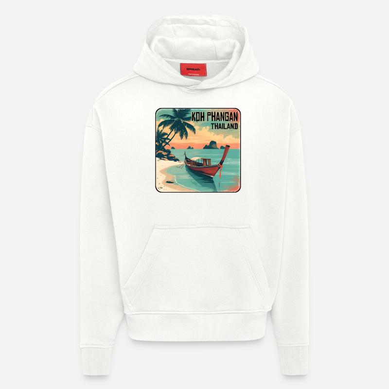 Koh Phangan, Thaïlande - Sweat à capuche bio épais oversize fabriqué en UE - OFF WHITE