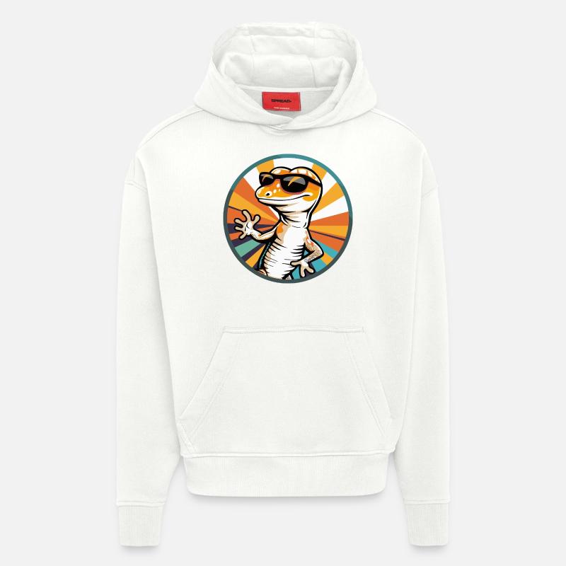 lézard bande dessinée cool - Sweat à capuche bio épais oversize fabriqué en UE - OFF WHITE