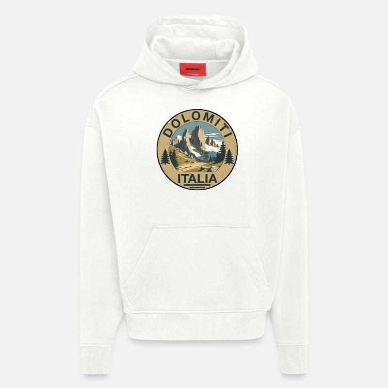 Dolomites rondes - Sweat à capuche bio épais oversize fabriqué en UE - OFF WHITE