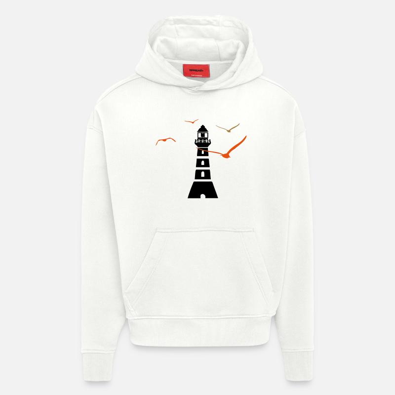 Phare | Navigation | Mer - Sweat à capuche bio épais oversize fabriqué en UE - OFF WHITE