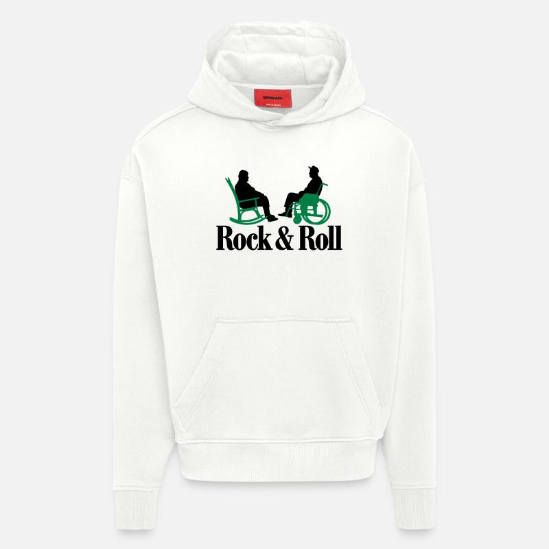 Rock n Roll 2clr New - Sweat à capuche bio épais oversize fabriqué en UE - OFF WHITE