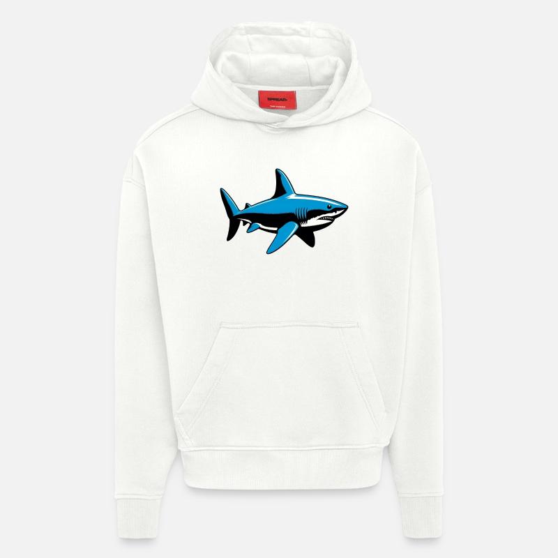 Requin - Sweat à capuche bio épais oversize fabriqué en UE - OFF WHITE