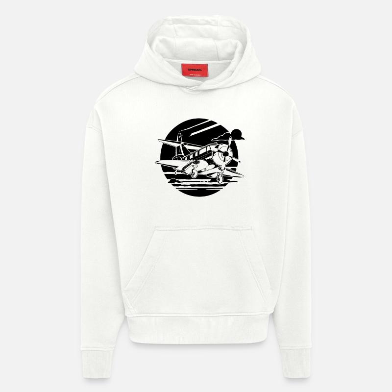 Propeller Plane Drawing - Hoodie- made by SPREAD  - OFF WHITE