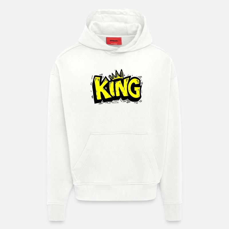 Lettrage King Graffiti - Sweat à capuche bio épais oversize fabriqué en UE - OFF WHITE