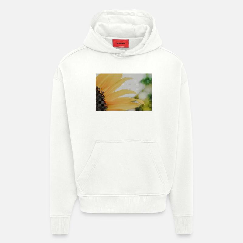 Tournesol Gros plan Jaune Orange - Sweat à capuche bio épais oversize fabriqué en UE - OFF WHITE