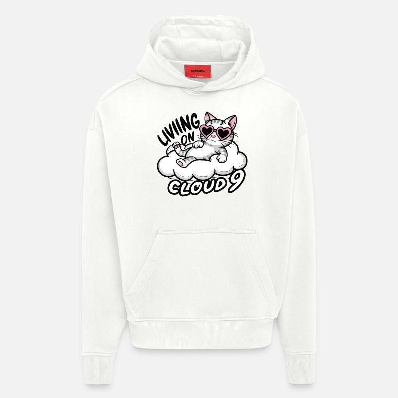 Katze Kätzchen auf Wolke 9 - Hoodie- made by SPREAD  - OFF WHITE
