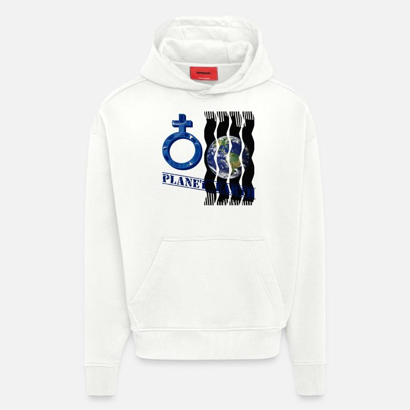Planète Terre E 12 - Sweat à capuche bio épais oversize fabriqué en UE - OFF WHITE