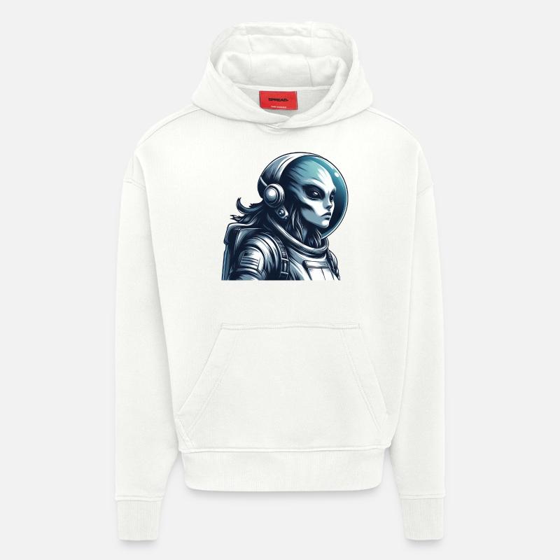 Exploration spatiale d’astronautes extraterrestres - Sweat à capuche bio épais oversize fabriqué en UE - OFF WHITE