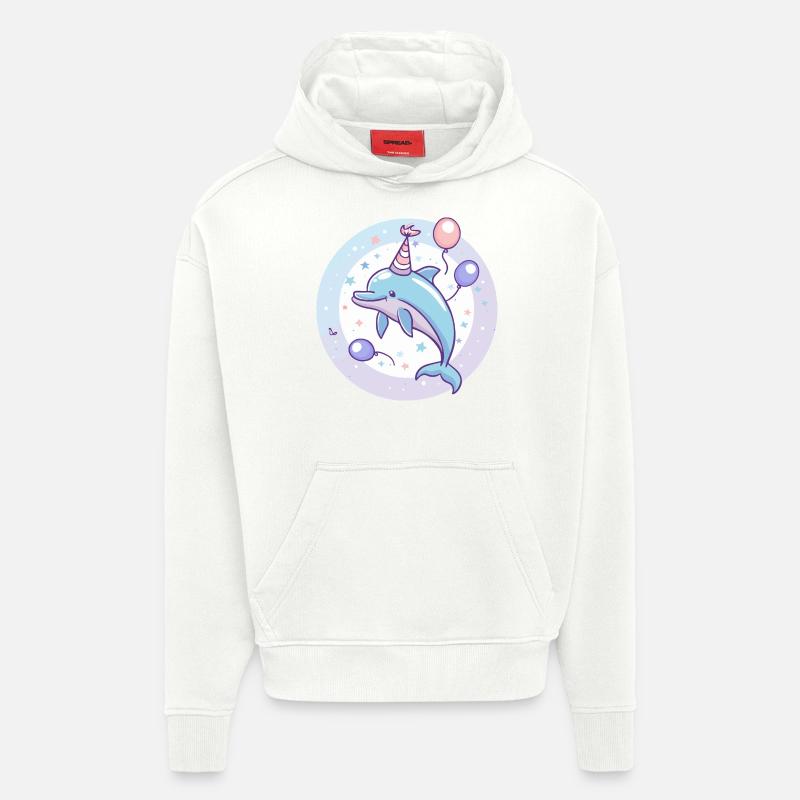 Dauphin Anniversaire Bébé - Sweat à capuche bio épais oversize fabriqué en UE - OFF WHITE