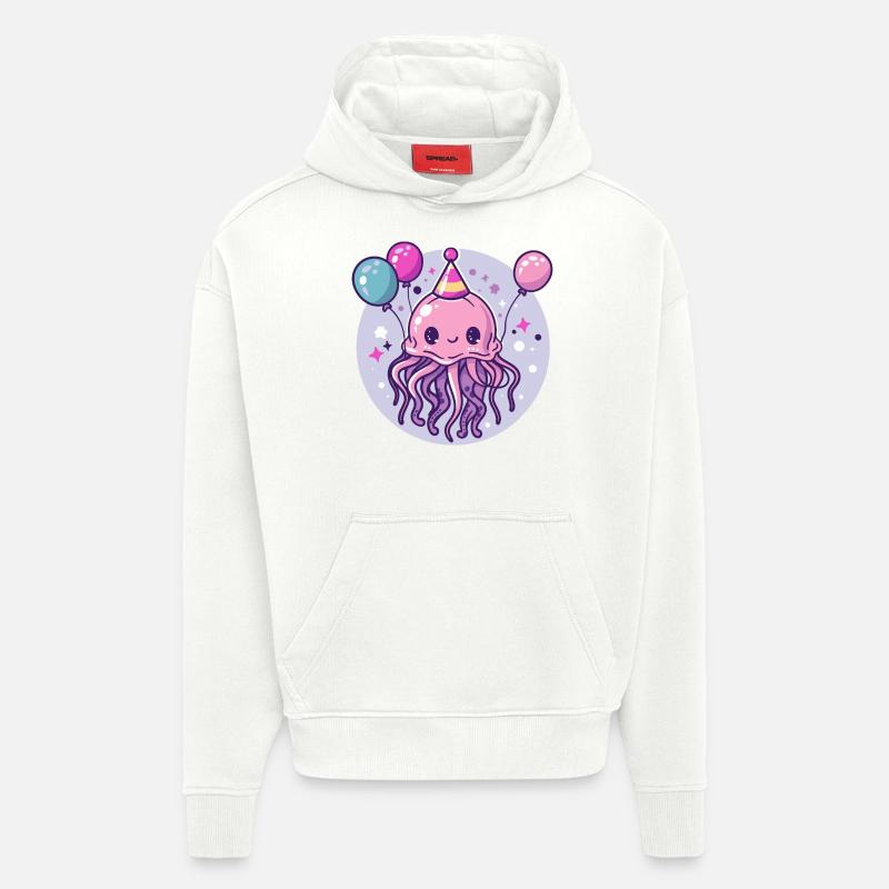 Méduse Anniversaire Bébé - Sweat à capuche bio épais oversize fabriqué en UE - OFF WHITE