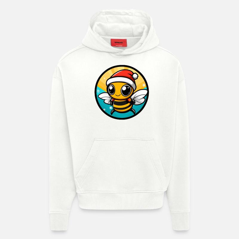 Noël abeille Noël - Sweat à capuche bio épais oversize fabriqué en UE - OFF WHITE