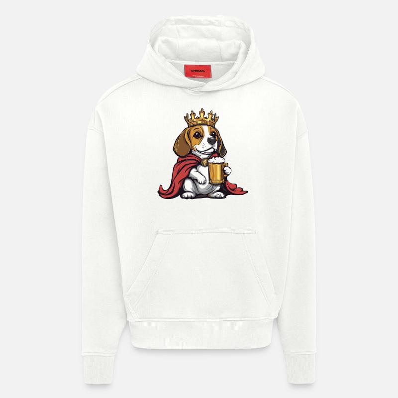 Beagle chien bière drôle - Sweat à capuche bio épais oversize fabriqué en UE - OFF WHITE