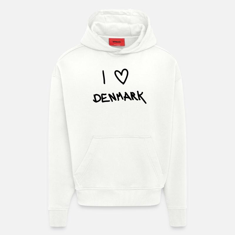 J’adore le Danemark - Sweat à capuche bio épais oversize fabriqué en UE - OFF WHITE