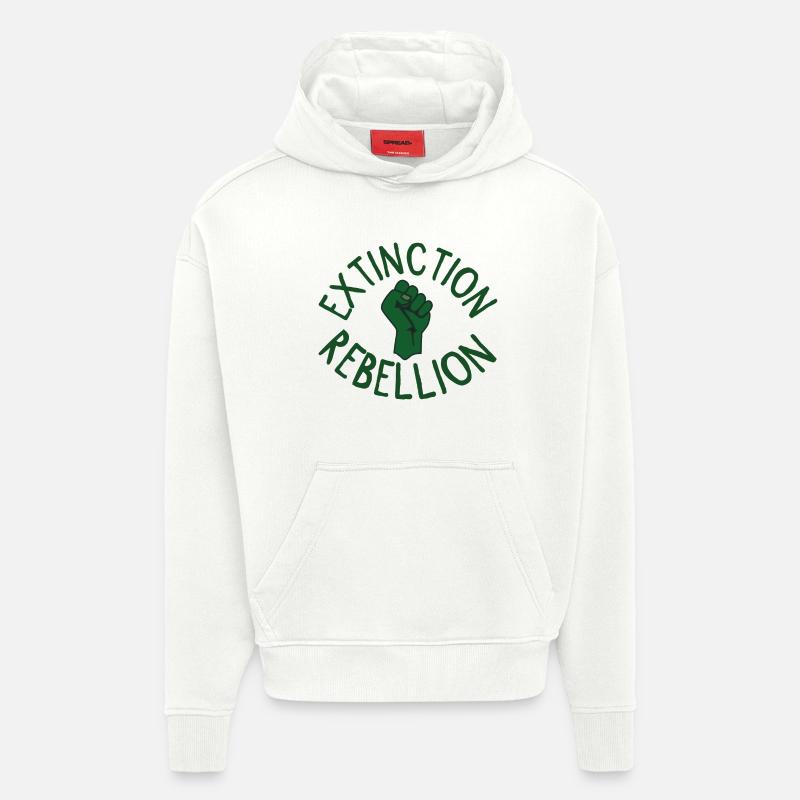 Extinction Rebellion Faust vert - Sweat à capuche bio épais oversize fabriqué en UE - OFF WHITE