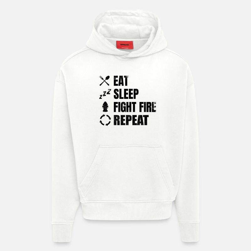 Routine des pompiers - Sweat à capuche bio épais oversize fabriqué en UE - OFF WHITE