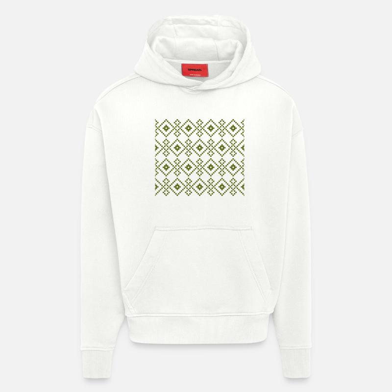 Pull uni de Noël (vert) - Sweat à capuche bio épais oversize fabriqué en UE - OFF WHITE