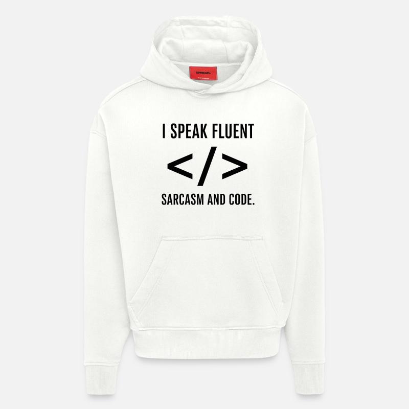 Je parle couramment le code - Sweat à capuche bio épais oversize fabriqué en UE - OFF WHITE