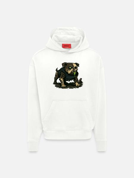 Groggy zombie mops med grön dregling - Heavyweight Oversized Organic Hoodie Made in EU - OFF WHITE