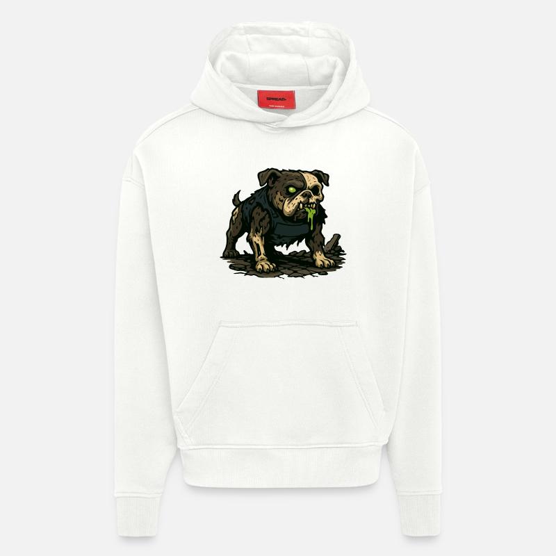 Carlin zombie groggy avec bave verte - Sweat à capuche bio épais oversize fabriqué en UE - OFF WHITE