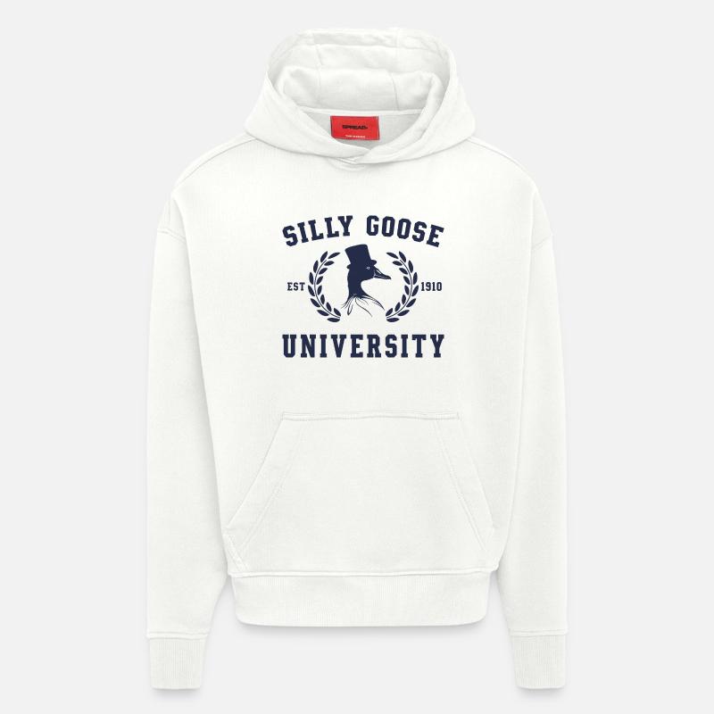 T-shirt Emblème de l’Université Goose - Sweat à capuche bio épais oversize fabriqué en UE - OFF WHITE