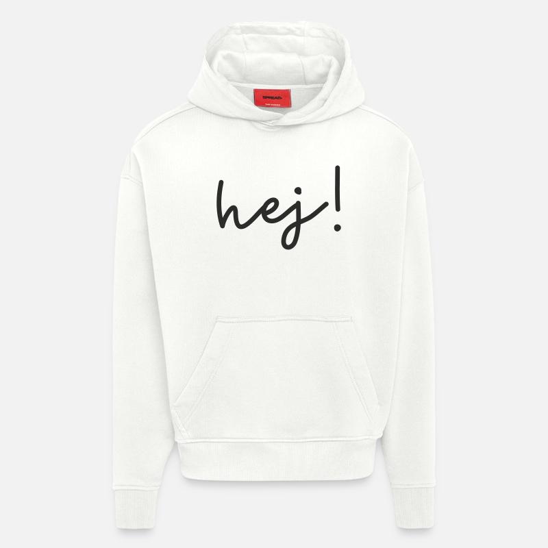 Hej – design de mots scandinave - Sweat à capuche bio épais oversize fabriqué en UE - OFF WHITE