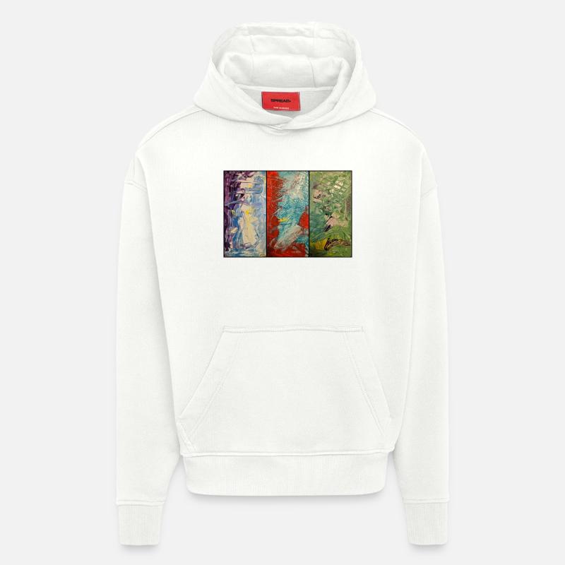 Triptychon Farbfluss - Hoodie- made by SPREAD  - OFF WHITE