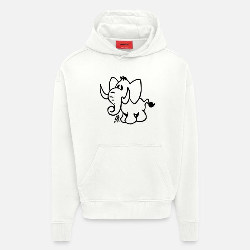 Éléphant - Sweat à capuche bio épais oversize fabriqué en UE - OFF WHITE