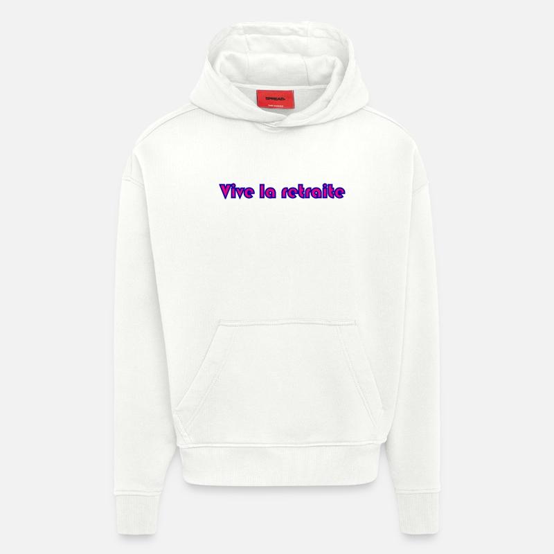 RETRAITE. RETRAITE. RETRAITEE. RETRAITE. - Sweat à capuche bio épais oversize fabriqué en UE - OFF WHITE