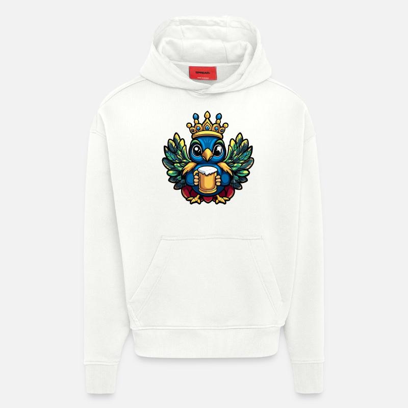 Bière Peacock Bird Drôle - Sweat à capuche bio épais oversize fabriqué en UE - OFF WHITE