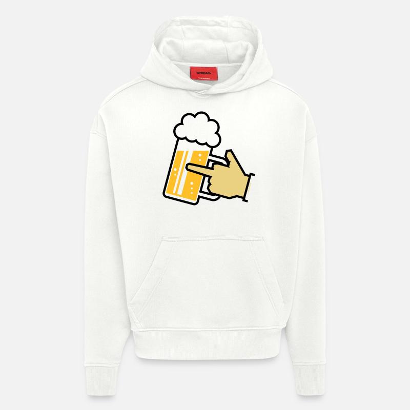 Icône XFinger (R3) - Sweat à capuche bio épais oversize fabriqué en UE - OFF WHITE