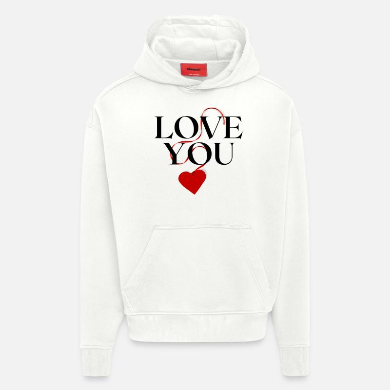 Je t’aime - Sweat à capuche bio épais oversize fabriqué en UE - OFF WHITE