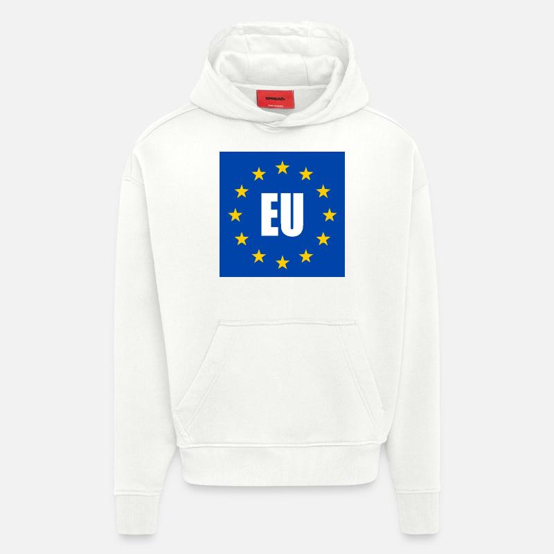 Drapeau de l’UE - Sweat à capuche bio épais oversize fabriqué en UE - OFF WHITE